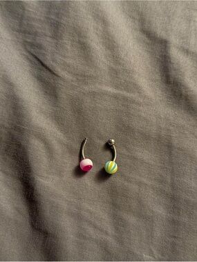 Spencer's Pink and Yellow Striped Belly Button Rings